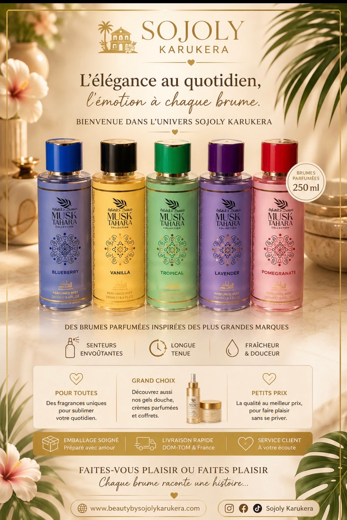 🌸 Collection Musk Tahara 250 ml – Douceur, Fraîcheur & Élégance 🌸