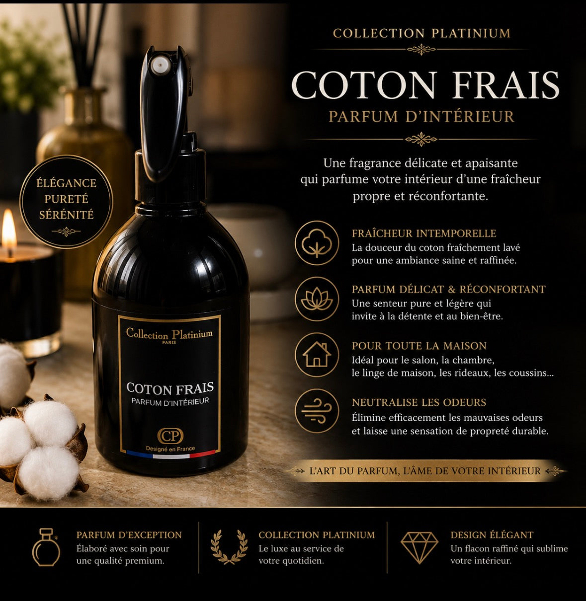 Parfum d interieur (coton frais ) 250 ml